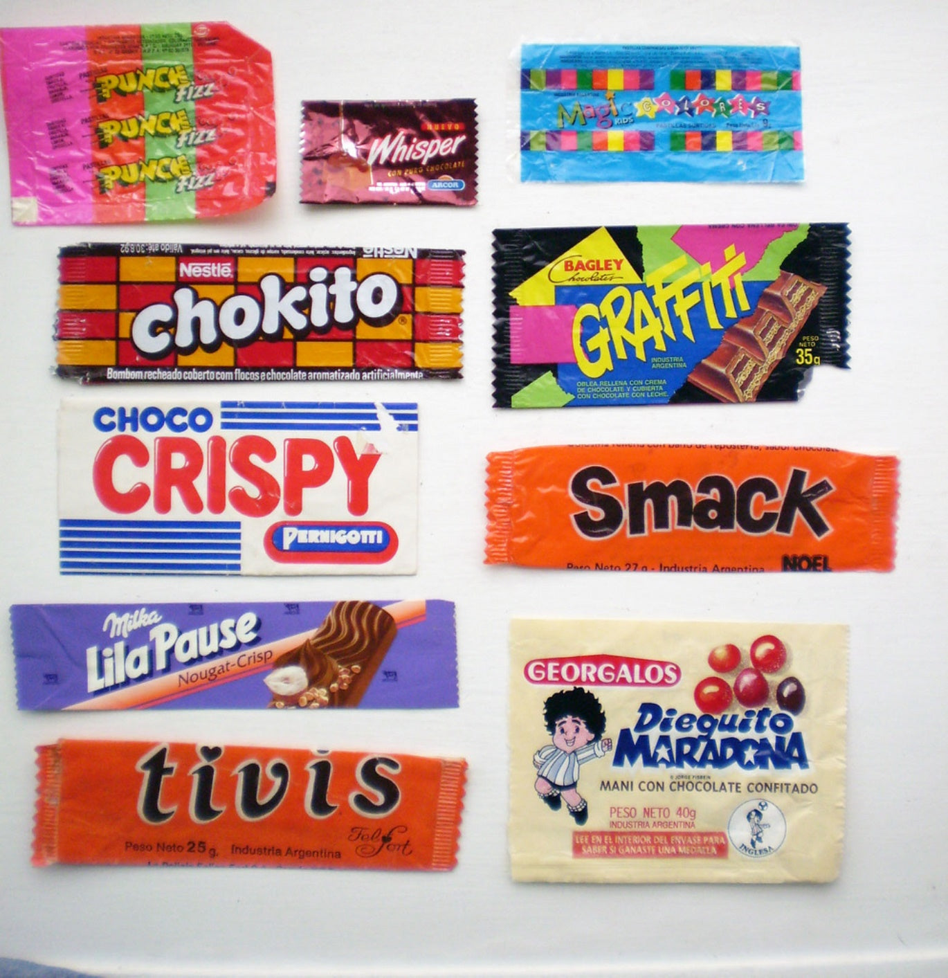 Random background picture displaying topdown shot of various south american candies.